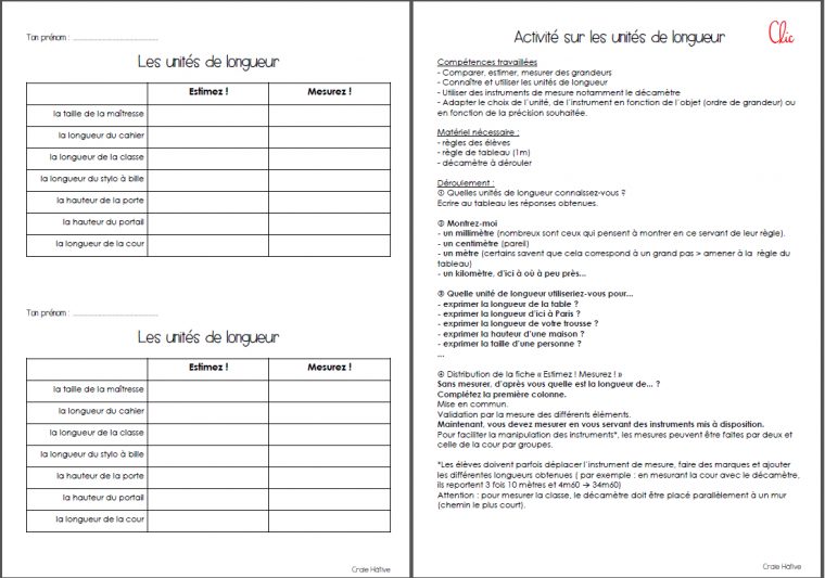 Les Unités De Longueur : Séance Cm1 – Tableau – Entraînement concernant Exercice Cm1 Gratuit