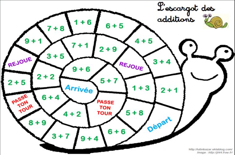 L'escargot Des Additions / Des Multiplications – Chez Lutin pour Jeux Gratuit Escargot