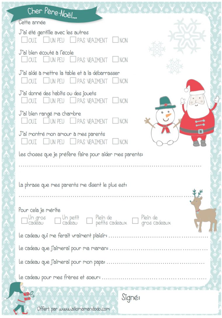 Lettre Au Père Noël À Imprimer ( + Quiz Sage/ Pas Sage destiné Quizz Pour Maternelle