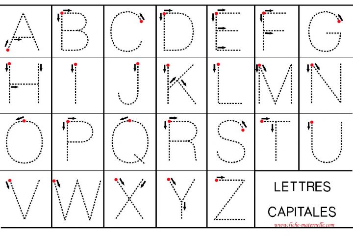 Lettres Capitales (Fiches-Maternelles) | Lettre A, Apprendre dedans Alphabet En Pointillé A Imprimer