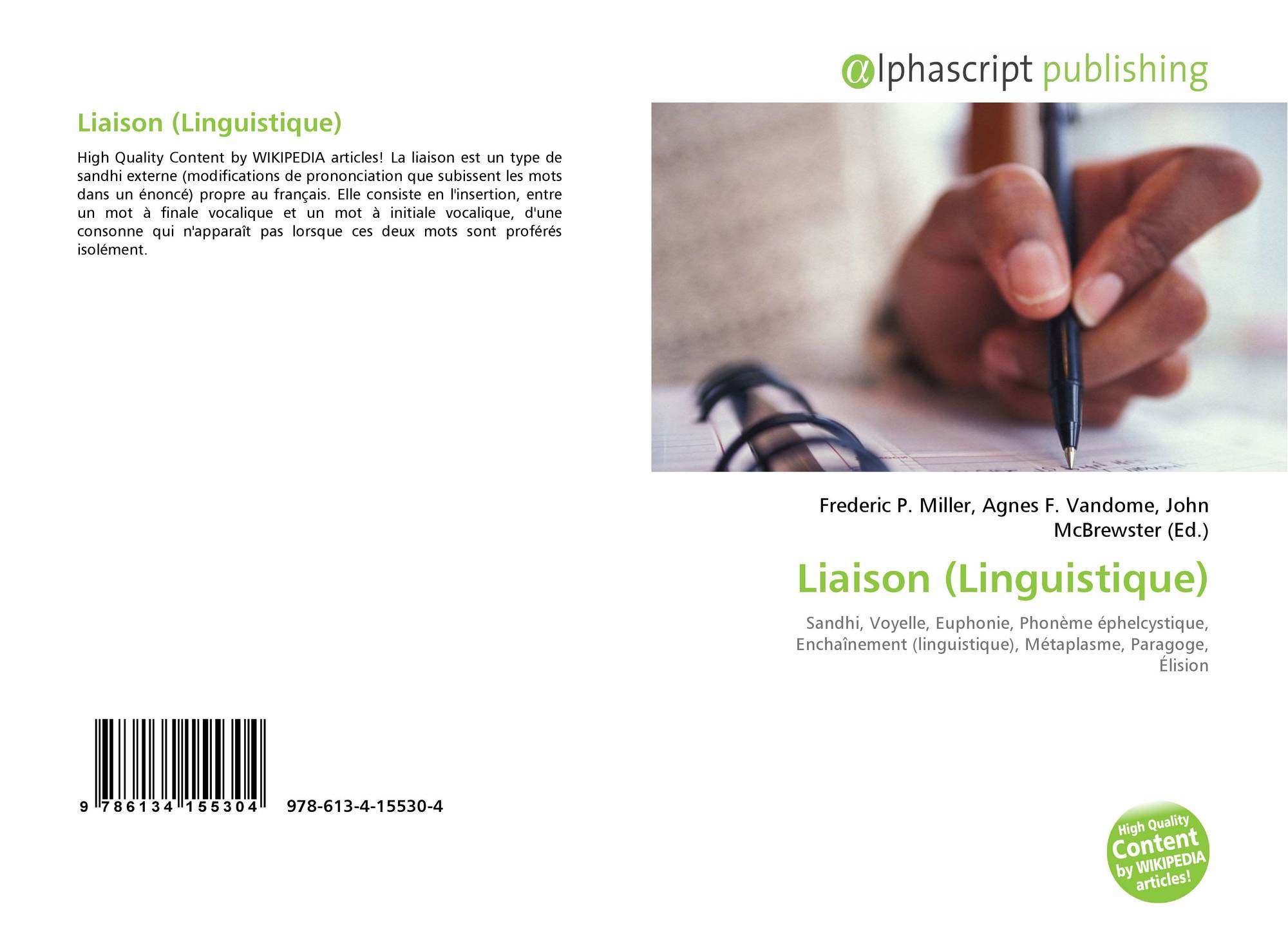 Liaison (Linguistique), 978-613-4-15530-4, 6134155306 pour 4 Images Et Un Mot 