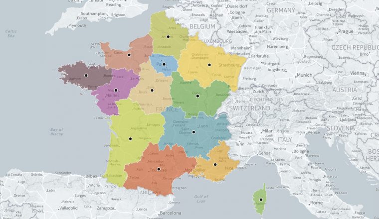 L'ign A Trouvé Le Centre Géographique Des 13 Nouvelles Régions avec Carte Des Régions De France 2016