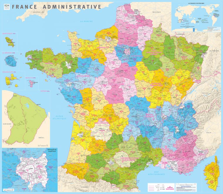 L'ign Publie La Carte Administrative De La France À 13 à Nouvelles Régions De France 2016