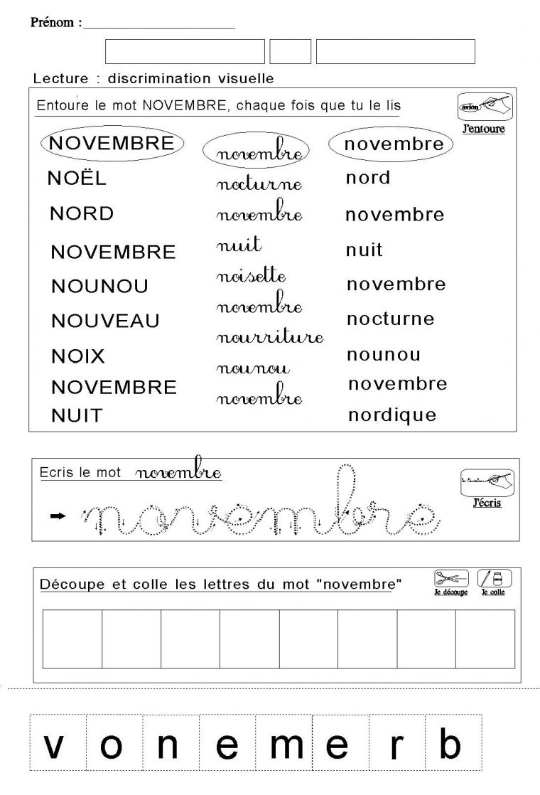 Lire Ecrire Entourer Decouper Coller Les Lettres Du Mois serapportantà Apprendre À Écrire Les Lettres En Maternelle