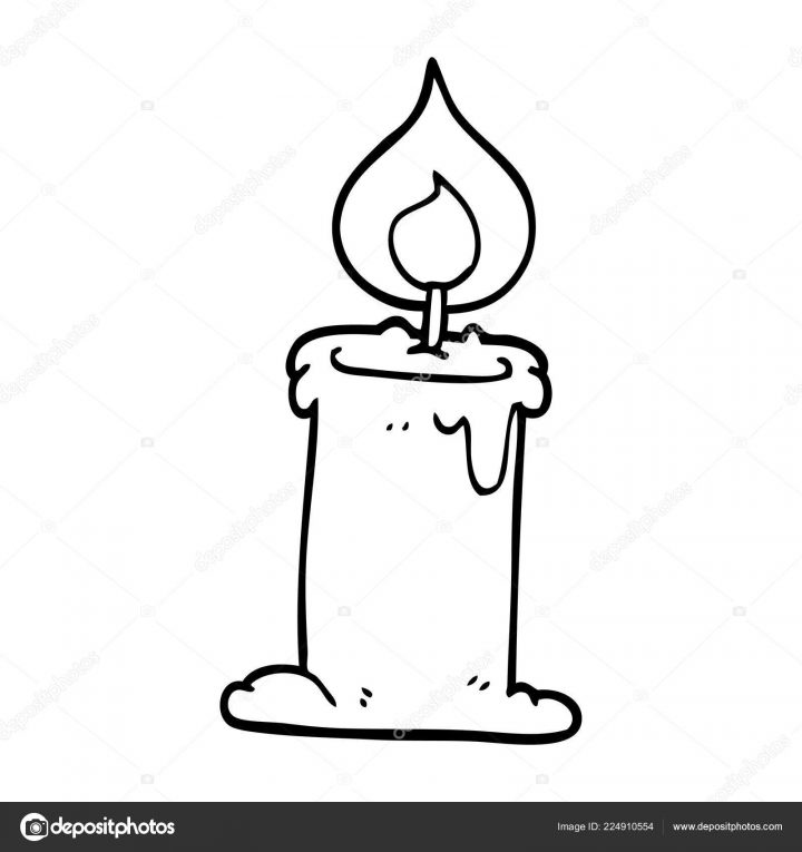 Lit Drawing | Line Drawing Cartoon Lit Candle — Stock Vector serapportantà Dessin Sur Bougie