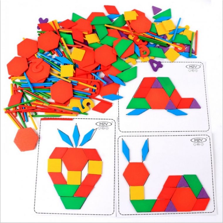 Little B House] Wooden Multifunctional Creative Puzzle avec Tangram Chat