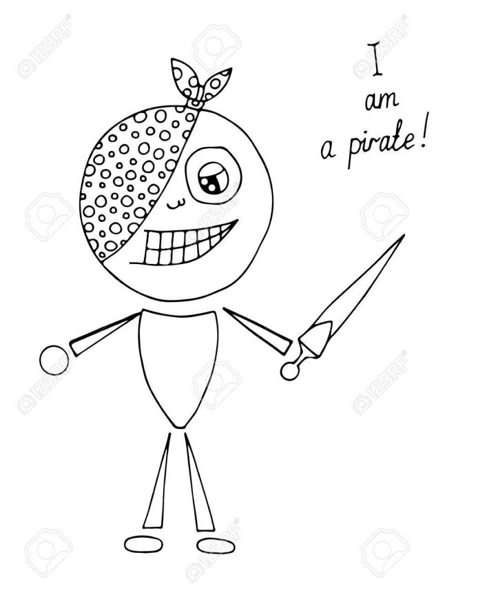 Little Pirate Avec L'épée Et Je Suis Le Texte De Pirate. Couleur Mono Ligne  Noire Élément D'art Pour Adultes Page Livre De Coloriage Conception, Le destiné Coloriage D Épée