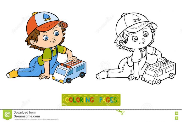 Livre De Coloration Jeux De Petit Garçon Avec La Voiture D dedans Jeux De Petite Voiture