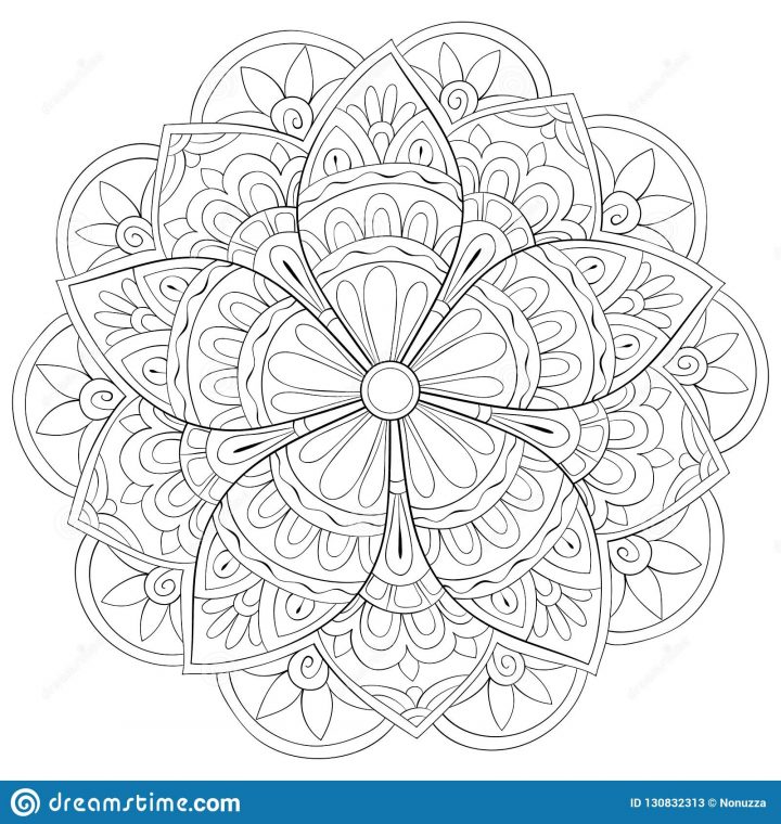 Livre De Coloriage Adulte, Page Une Image Mignonne De intérieur Mandala À Colorier Adulte