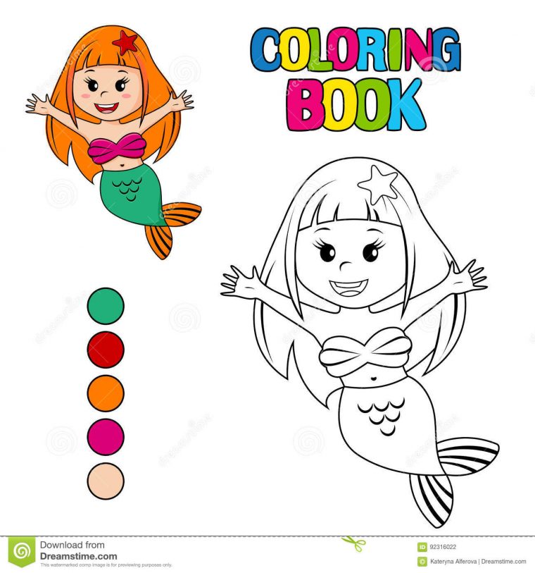 Livre De Coloriage Avec La Petite Sirène Mignonne à La Petite Sirène À Colorier