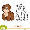 Livre De Coloriage, Gorille Bourré De Jouet Illustration De tout Coloriage Gorille