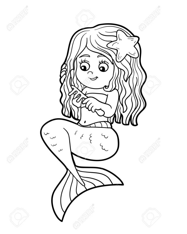 Livre De Coloriage Pour Enfants (Petite Sirène Mignonne) concernant La Petite Sirène À Colorier