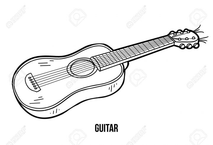 Livre De Coloriage Pour Les Enfants, L'éducation Jeu: Instruments De  Musique (Guitare) à Jeu Des Instruments De Musique