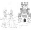 Livre De Coloriage: Prince Et Princesse Devant Le Château serapportantà Chateau Princesse Dessin
