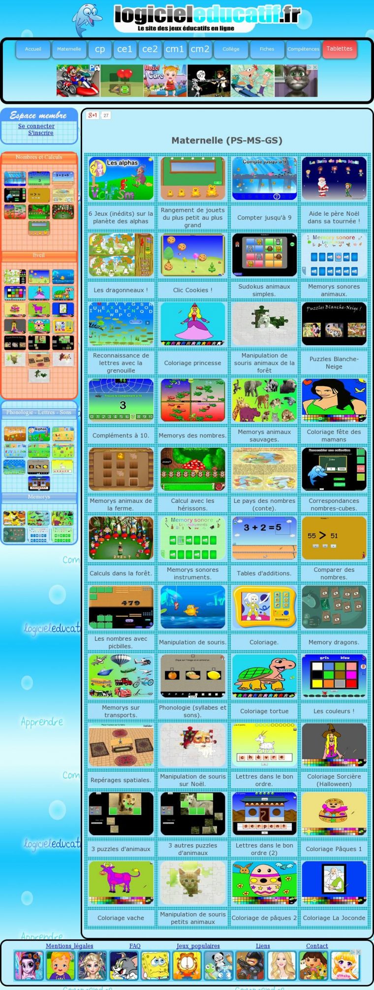 Logiciel Éducatif : Jeux Éducatifs Gratuits En Ligne De La à Jeux Maternelle En Ligne