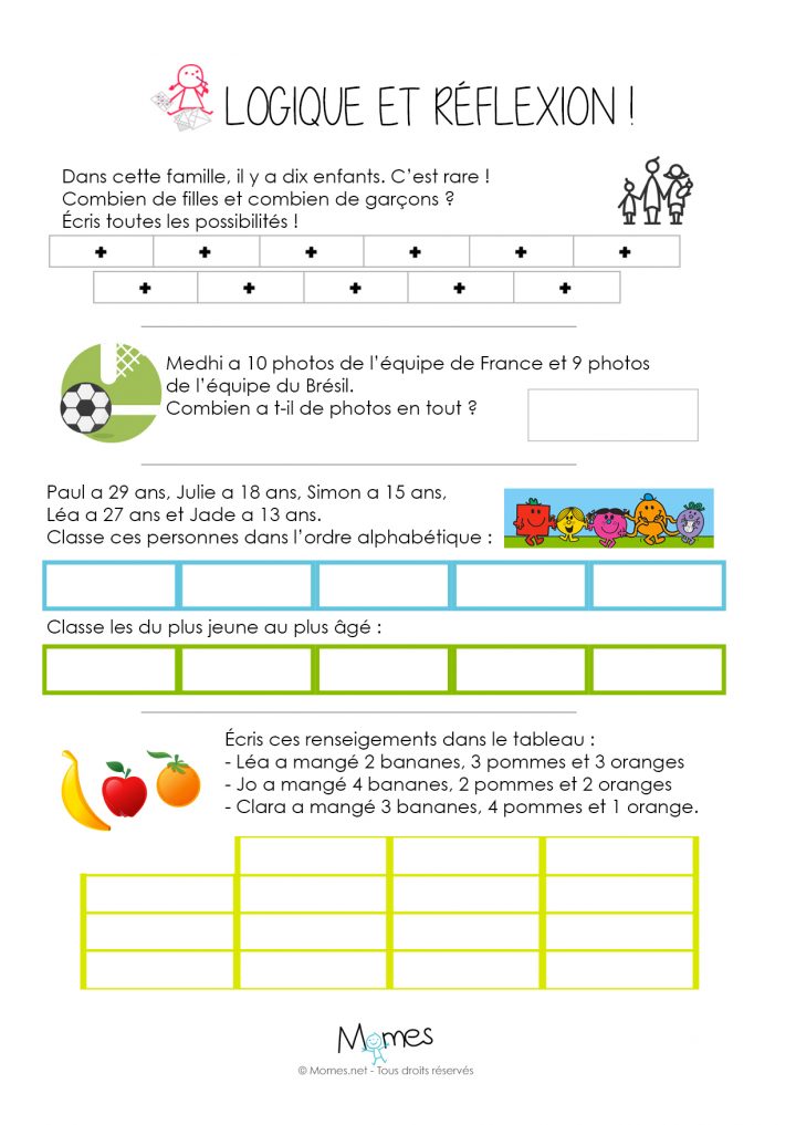 Logique Et Réflexion – Cm1 – Momes dedans Jeux Mathématiques À Imprimer