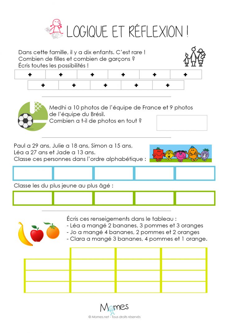 Logique Et Réflexion – Cm1 – Momes intérieur Exercices De Maths Cm1 À Imprimer Gratuit