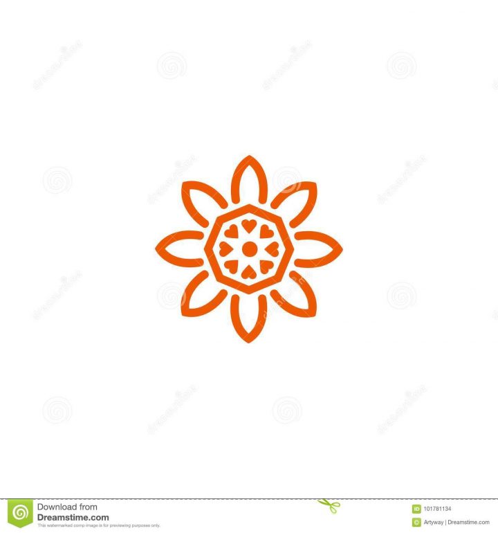 Logo Linéaire De Vecteur De Fleur Orange Icône Du Soleil De dedans Schéma D Une Fleur