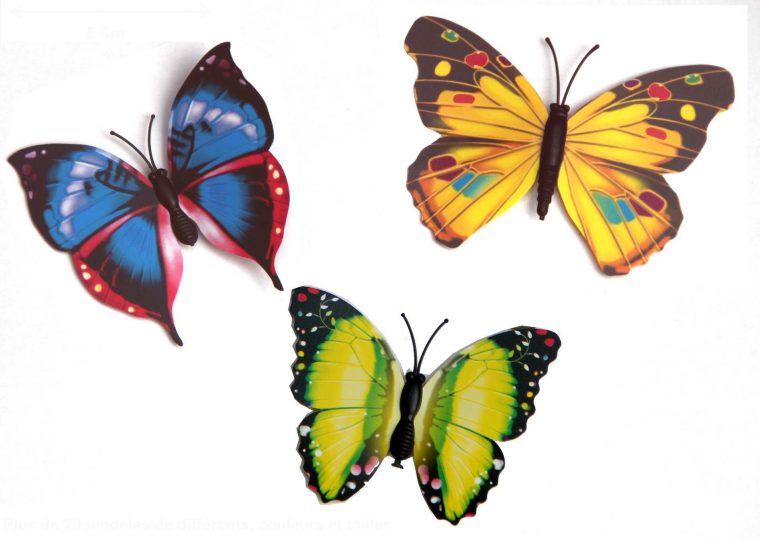 Lot De 3 Papillons Magnétiques 7 Cm avec Etiquette Papillon A Imprimer