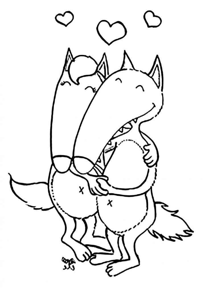 Loups Amoureux – Coloriage De Loups – Coloriages Pour Enfants tout Masque Loup A Colorier