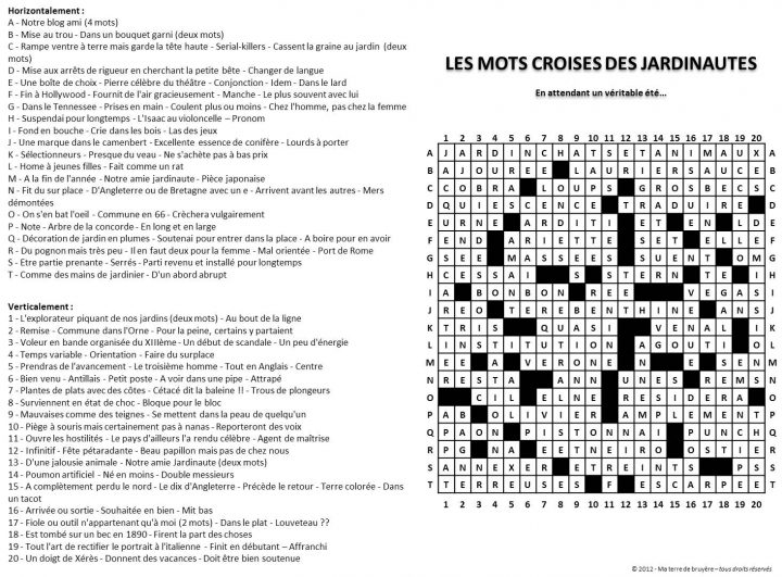 Ma Terre De Bruyère: Résultats Des Mots Croisés N°2 concernant Résultats Mots Croisés