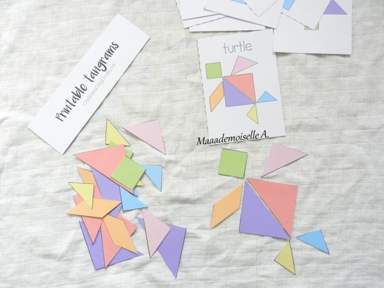 Maaademoiselle A.: || Activité : Tangram Pastel Et Cartes destiné Modèle Tangram À Imprimer