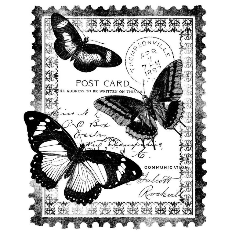 Magenta S'accrochent Carte Postale Timbres-Papillion – Pour destiné Etiquette Papillon A Imprimer