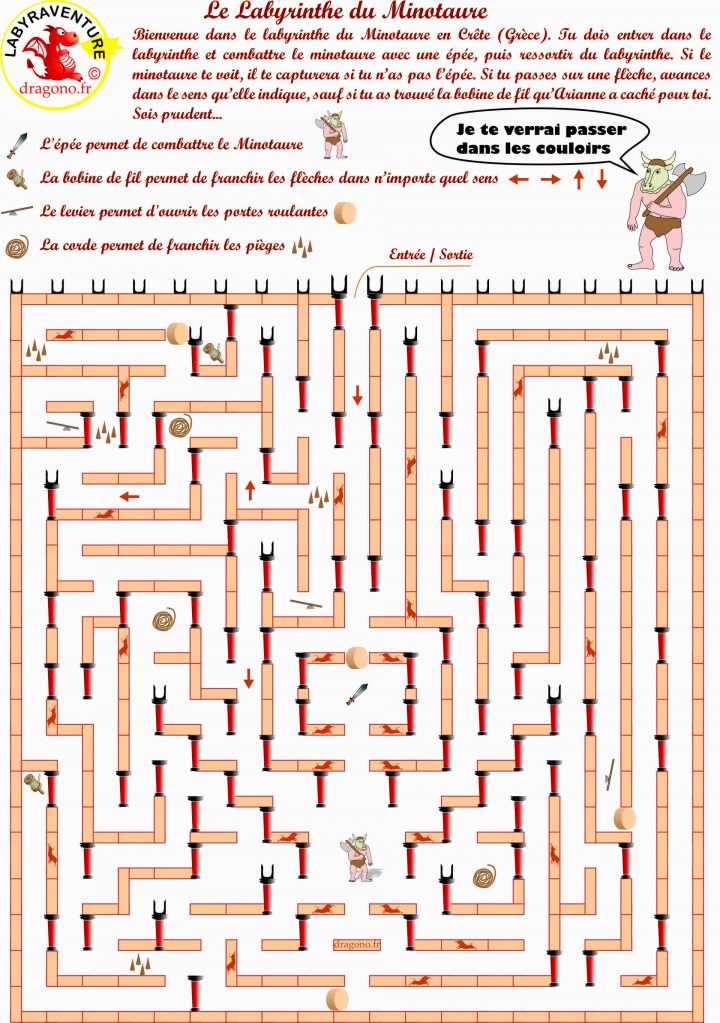 Magnifique Labyrinthe Du Minotaure À Imprimer – Dragono.fr à Jeux De Labyrinthe Gratuit