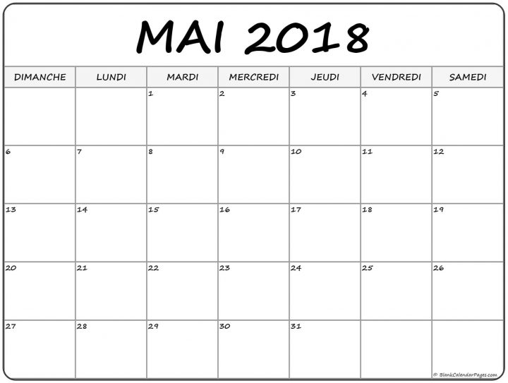 Mai 2018 Calendrier Imprimable | Calendrier Gratuit tout Calendrier 2018 Imprimable Gratuit