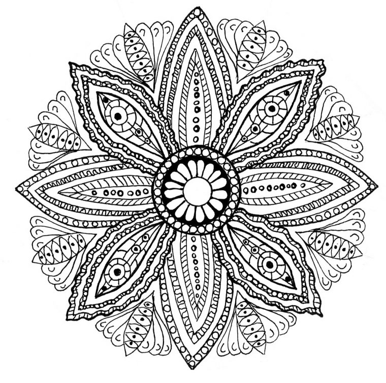 Mandala À Colorier Feuilles – Mandalas Difficiles (Pour dedans Coloriage De Mandala Difficile A Imprimer