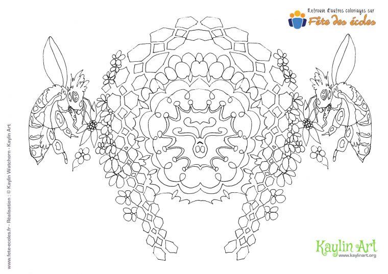 Mandala Abeilles Qui Butinent intérieur Jeux De Coloriage De Rosace