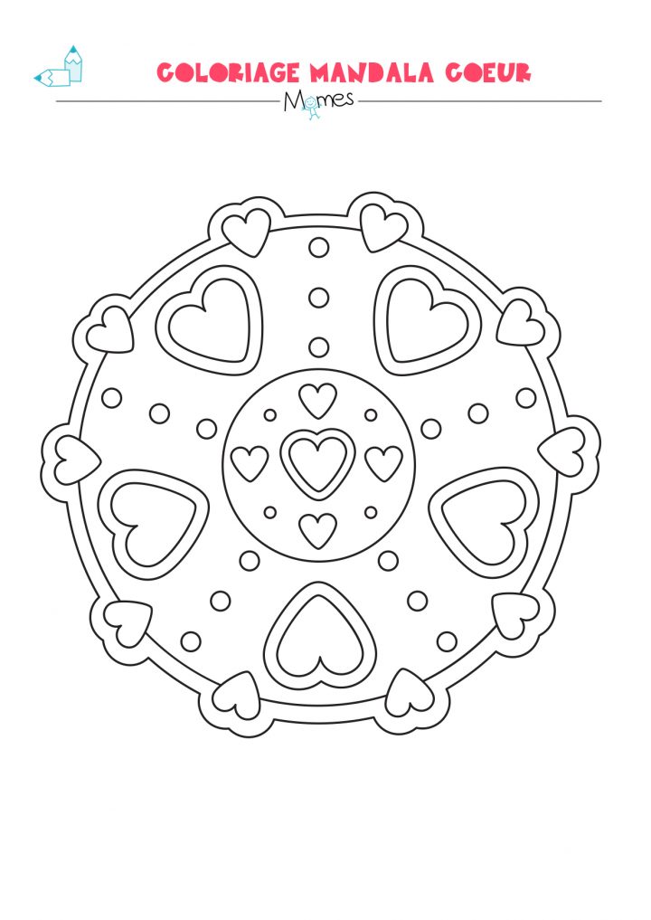 Mandala Coeur À Colorier (Facile) – Momes serapportantà Mandala À Imprimer Facile