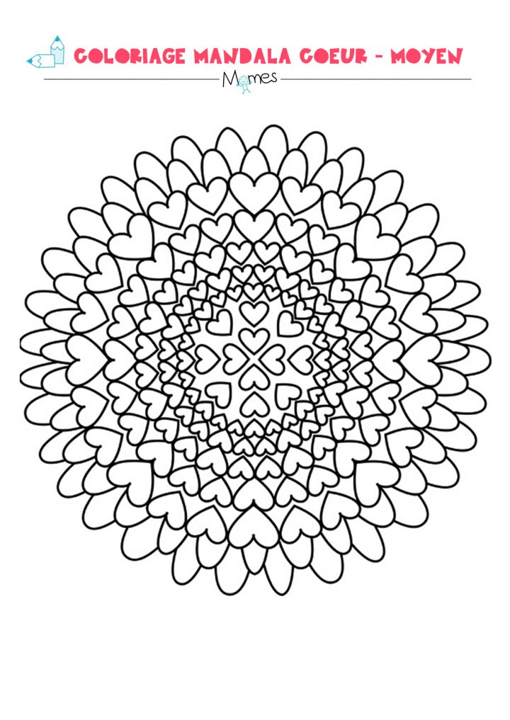 Mandala Coeur À Colorier – Facile – Momes serapportantà Rosace A Imprimer