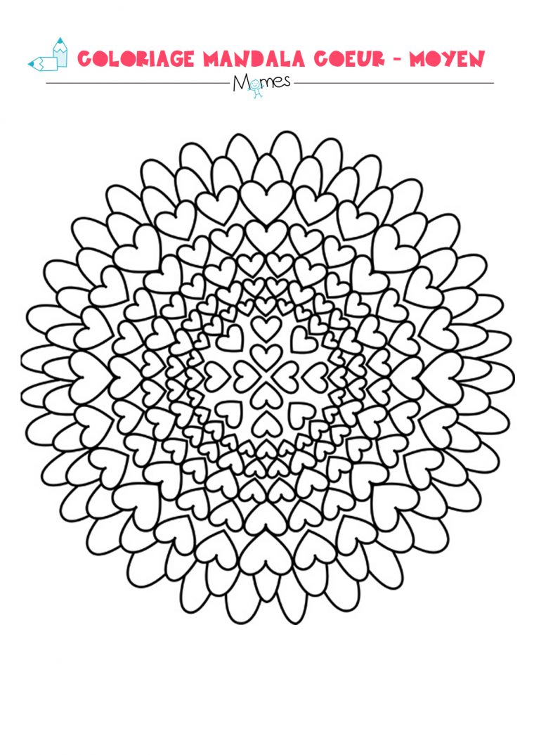 Mandala Coeur À Colorier – Facile – Momes tout Jeux De Coloriage De Rosace