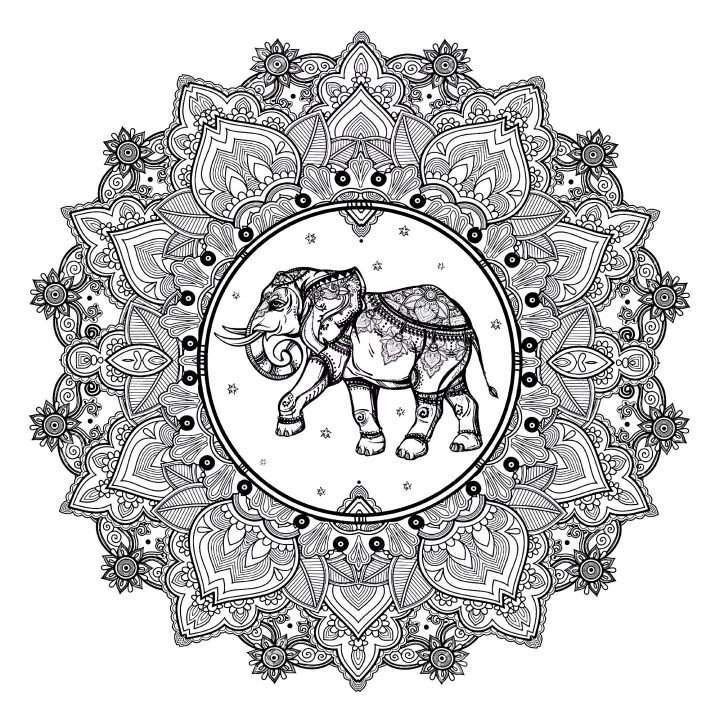 Mandala Elephant 123Rf – Mandalas – Coloriages Difficiles serapportantà Mandala À Colorier Adulte