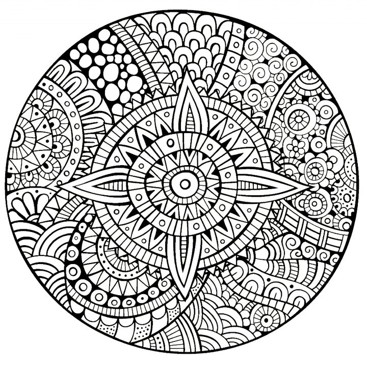 Mandala Etoile Lignes Epaisses – Mandalas – Coloriages pour Mandala À Colorier Adulte