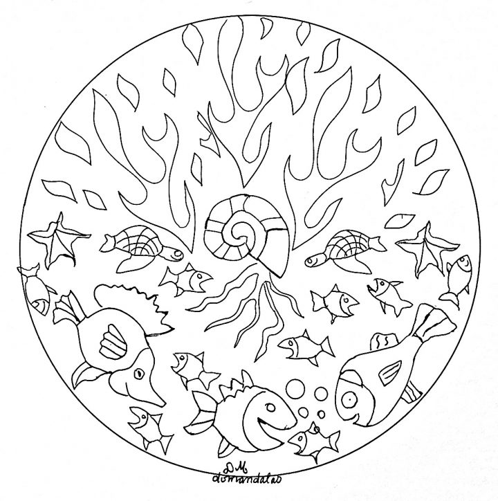 Mandala Facile Des Fonds Marins – Mandalas Sur Le Thème Des encequiconcerne Coloriage Sur La Mer À Imprimer