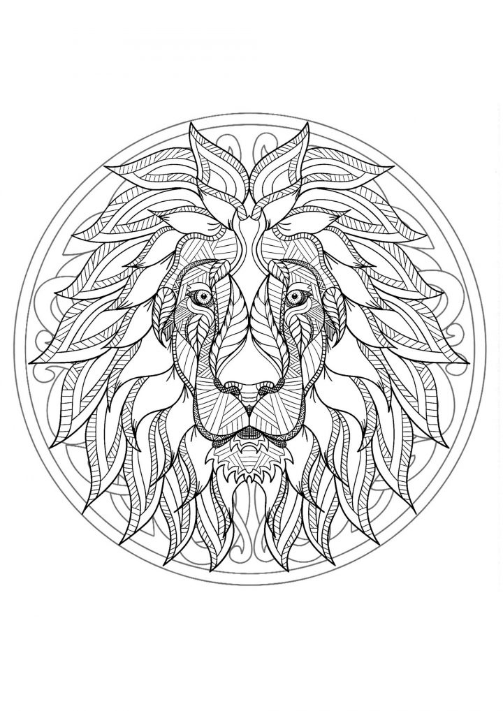 Mandala Gratuit Tete Lion – Coloriage Mandalas – Coloriages avec Mandala À Colorier Et À Imprimer Gratuit