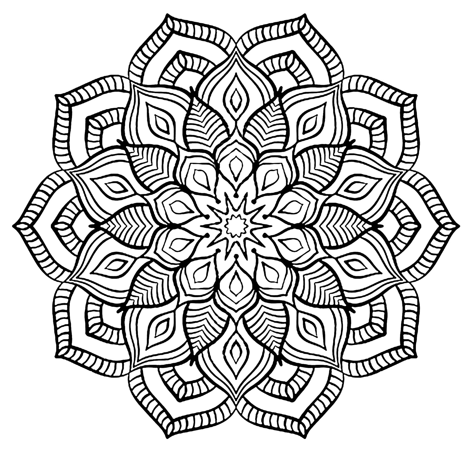 Mandala Grosse Fleur - Mandalas - Coloriages Difficiles Pour intérieur Mandala À Colorier Adulte