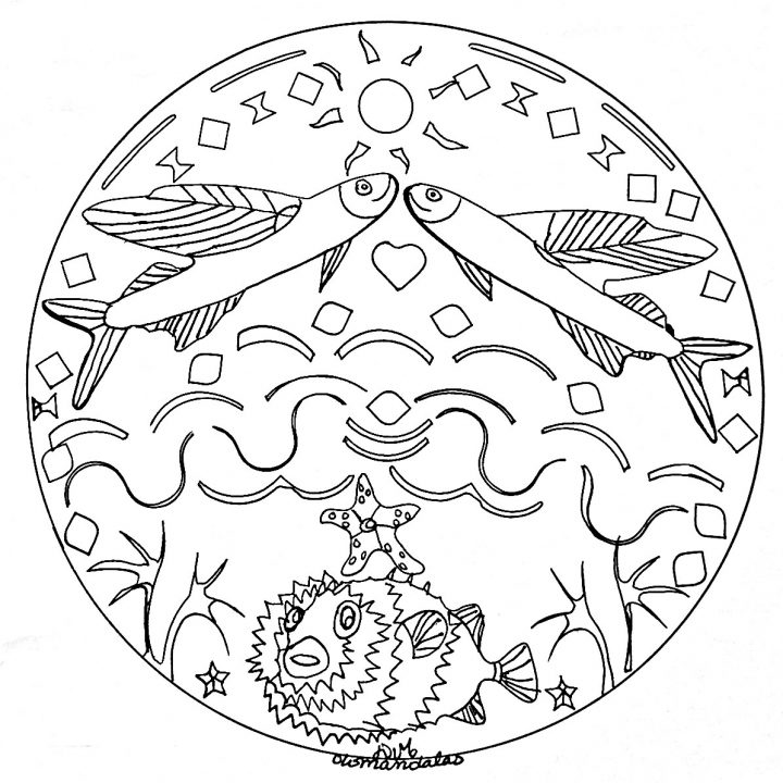 Mandala Poisson En Mer 2 – Mandalas – Coloriages Difficiles tout Coloriage Sur La Mer À Imprimer