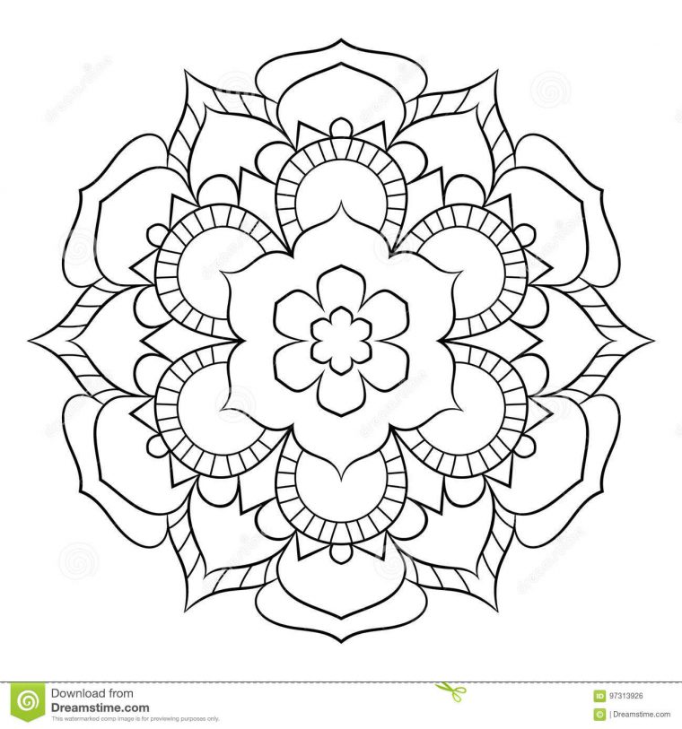 Mandala Pour Le Livre De Couleur Illustration Monochrome dedans Symétrie A Imprimer