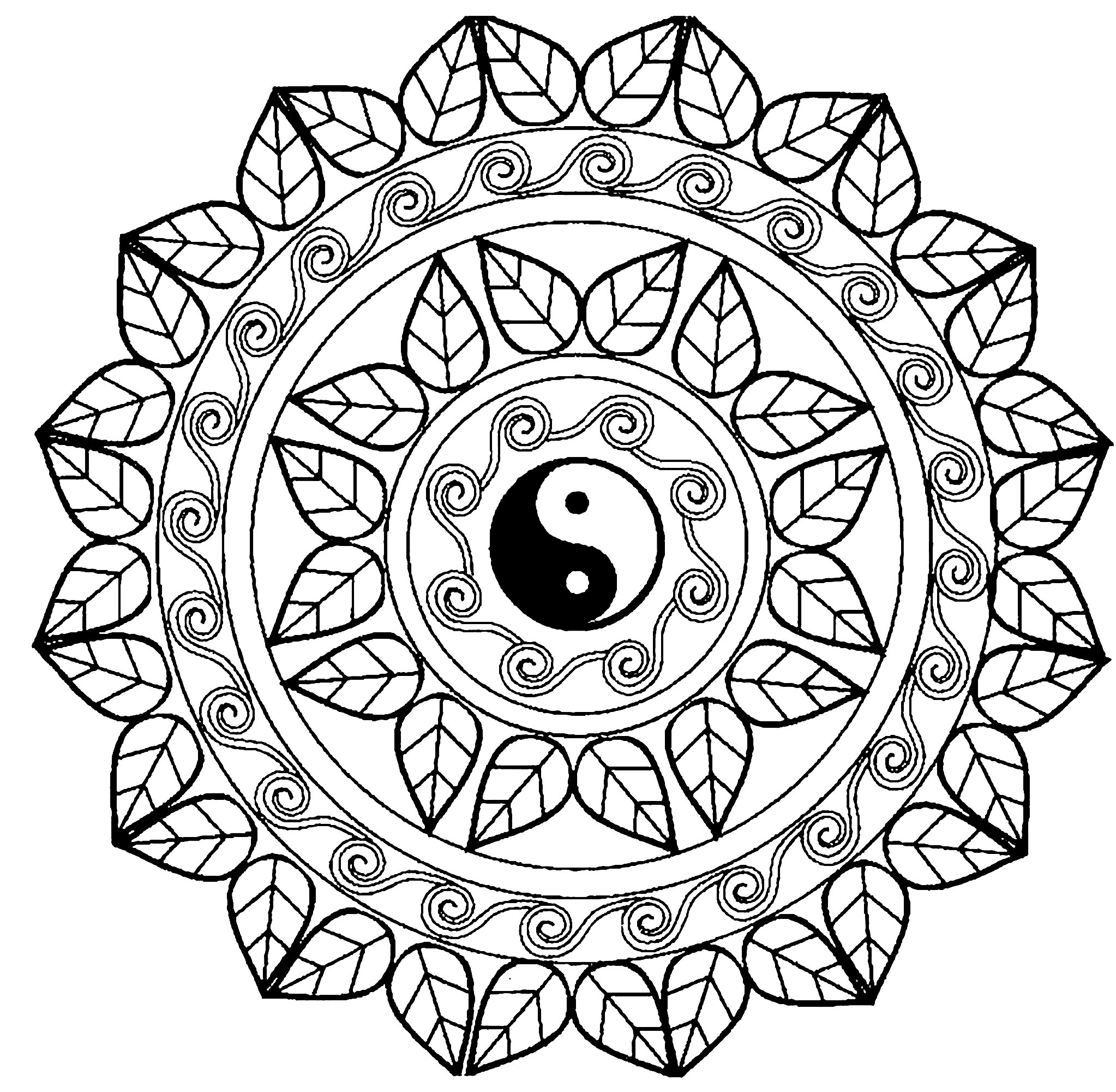 Mandala Yin Yang - Mandalas - Coloriages Difficiles Pour Adultes avec Mandala À Colorier Adulte 