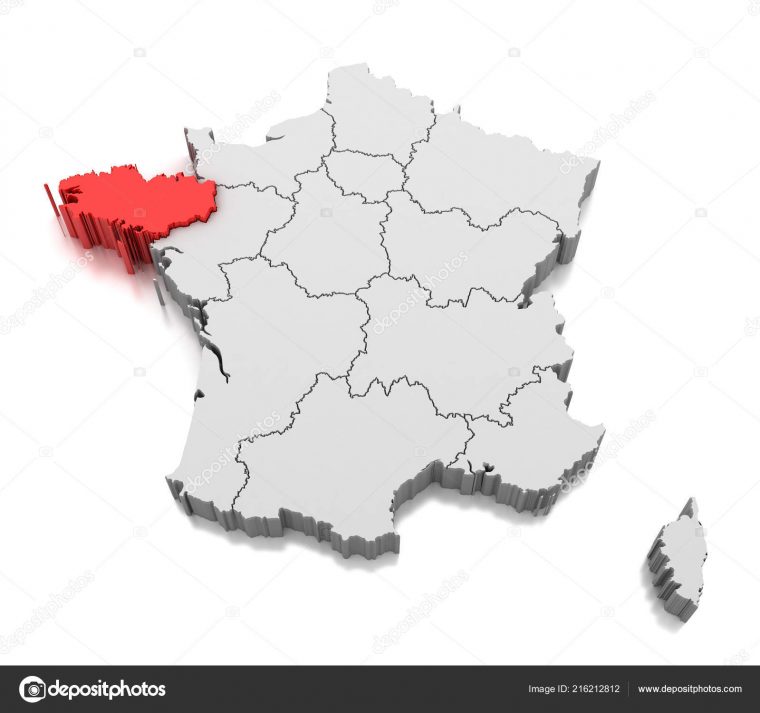 Map Brittany Region France — Stock Photo © Md3D #216212812 avec Carte De Region France