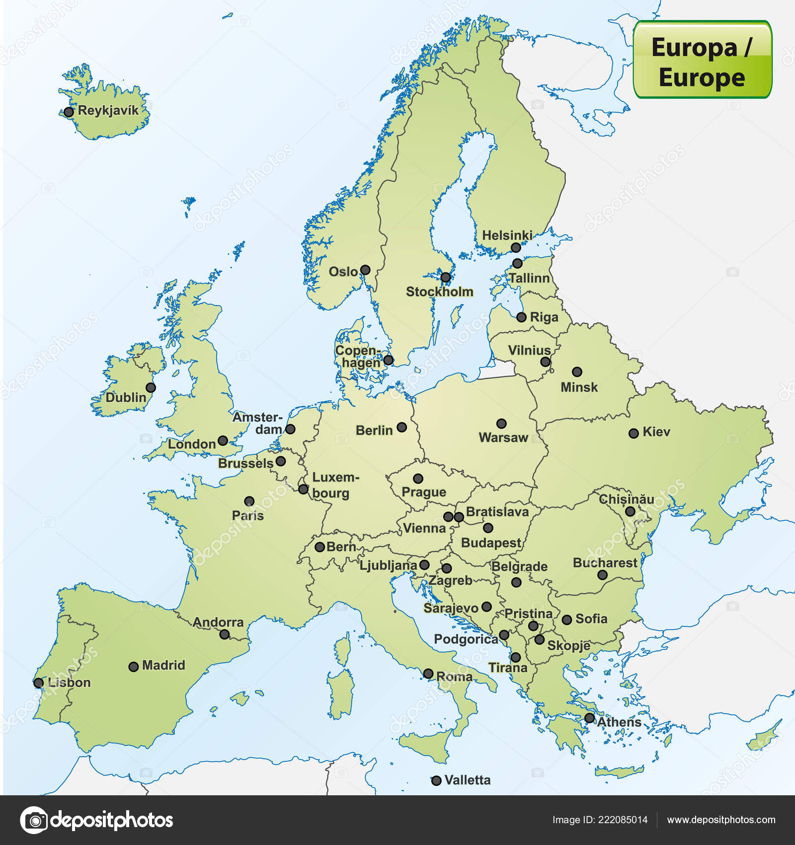 Map Europe Capital Cities — Stock Photo © Artalis #222085014 dedans Carte D Europe Avec Les Capitales