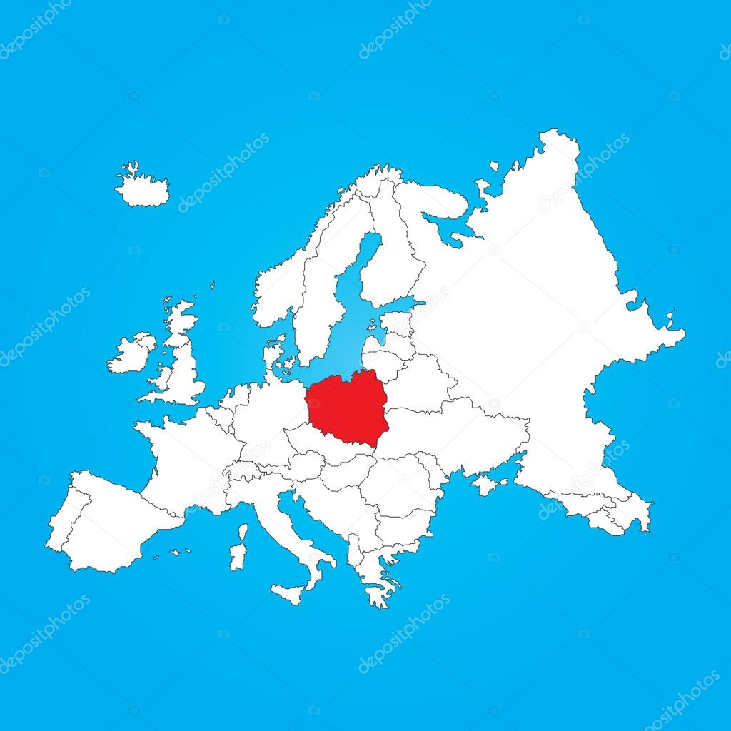 Map Of Europe With A Selected Country Ofpoland — Stock Photo à Carte Des Pays D Europe