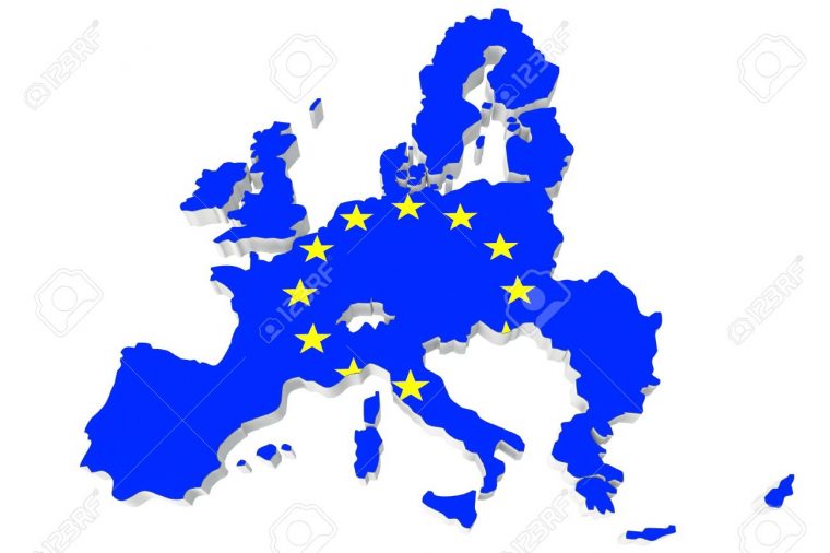 Map Of European Union And Eu Flag On A White Background serapportantà Carte Union Europeene