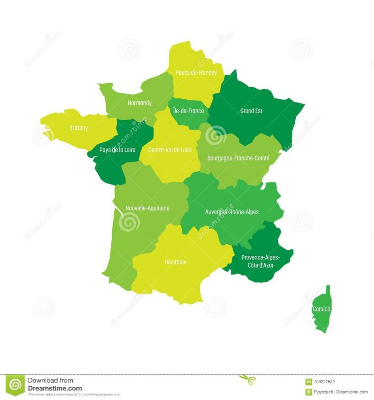 Map Of France Divided Into 13 Administrative Metropolitan pour 13 Régions Françaises