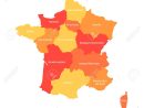 Map Of France Divided Into 13 Administrative Metropolitan Regions, Since  2016. Warm Colors. Vector Illustration. à 13 Régions Françaises