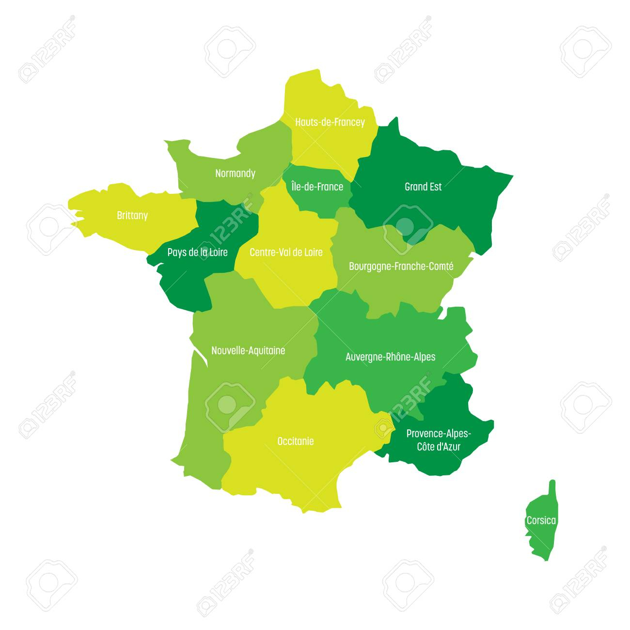 Map Of France Divided Into 13 Administrative Metropolitan Regions,.. tout Carte Des Régions De France 2016