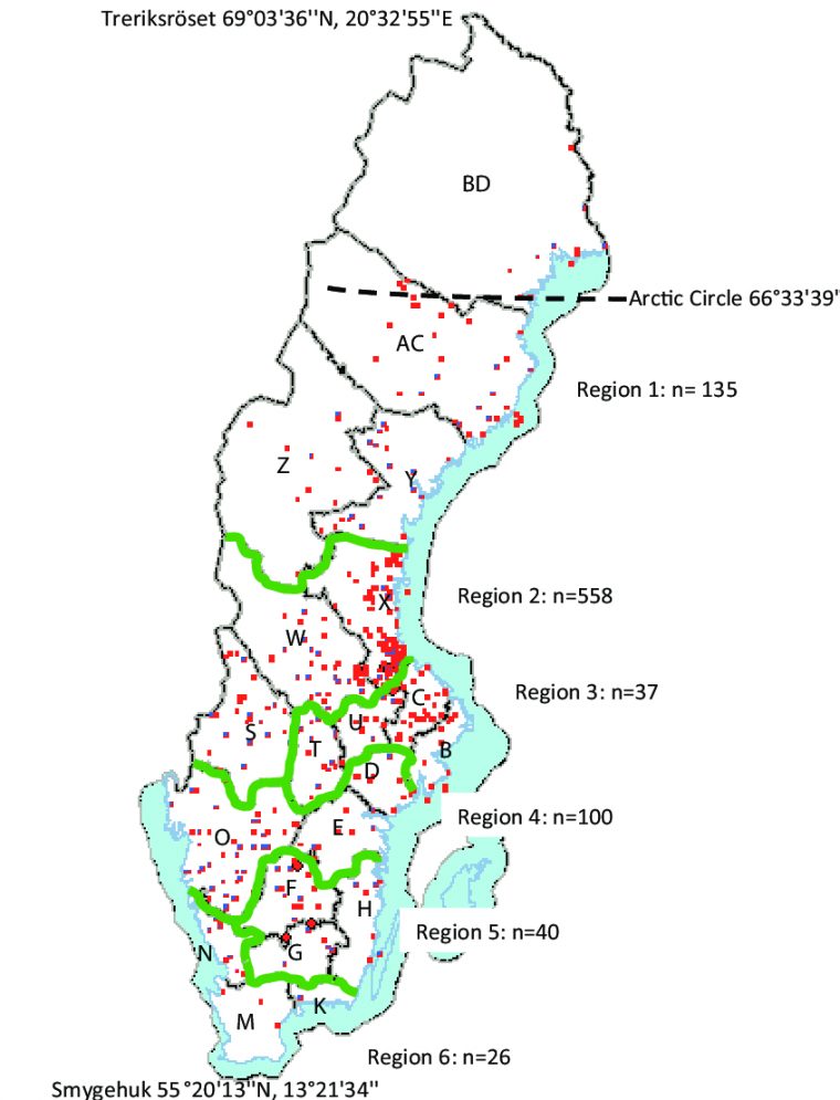 Map Of Sweden With County Codes And 6 Regions: Region 1 destiné Les 13 Régions